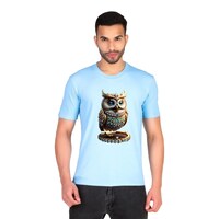 Picture of Trendy Rabbit Owl Printed Mens T-Shirt, Sky Blue - Carton of 30