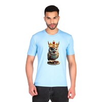 Picture of Trendy Rabbit Owl Printed Cotton Mens T-Shirt, Sky Blue - Carton of 30
