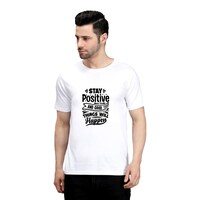 Picture of Trendy Rabbit Stay Positive Printed Mens T-Shirt, White - Carton of 30