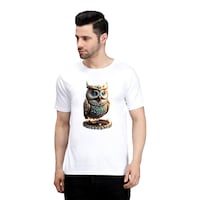 Picture of Trendy Rabbit Owl Printed Mens T-Shirt, White - Carton of 30