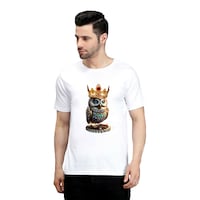Picture of Trendy Rabbit Owl Printed Cotton Mens T-Shirt, White - Carton of 30