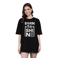 Picture of Trendy Rabbit Born to Shine Printed Oversized T-Shirt, Black - Carton of 30