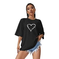Picture of Trendy Rabbit Love Printed Oversized T-Shirt, Black - Carton of 30