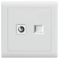 Electric TV and 6 Core TEL Socket, Ivory