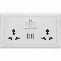 Double Switch Multi Socket and 2 USB, White