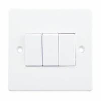 Picture of 3 Gang 1 Way Electric Switch, White