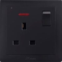 Picture of Socket with Switch, Black, 13A
