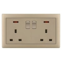 Picture of Double Socket with Switch, Matte Golden, 13A