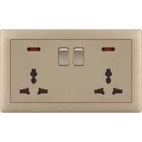 Picture of Double MF Socket with Switch, Matte Golden
