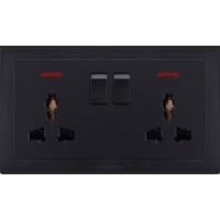 Picture of Double MF Socket with Switch, Black