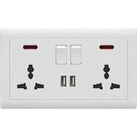 Picture of Double MF Switched Socket with 2 USB, Ivory