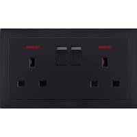 Picture of Double Socket with Switch, Black, 13A