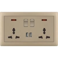 Picture of Double MF Switched Socket with 2 Usb, Matte Golden