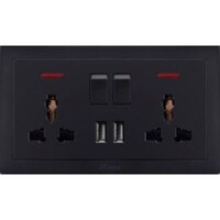 Picture of Double MF Switched Socket with 2 Usb, Black