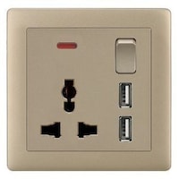 Picture of Single MF Socket with 2 Usb, Matte Golden