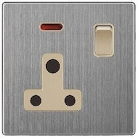 Picture of Electrical Socket with Switch, 15A, Golden and Stainless