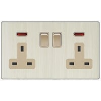 Picture of Double Socket with Switch, 13A, Golden and Aluminum