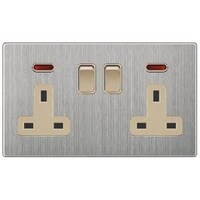 Picture of Double Socket with Switch, 13A, Golden and Stainless