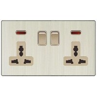 Picture of Double MF Socket with Switch, Golden and Aluminum