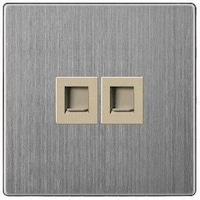 Picture of Double Electrical Telephone Socket, Golden and Stainless