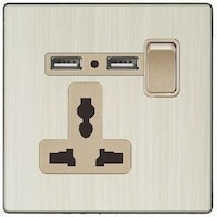 Picture of Single MF Socket with 2 USB, Golden and Aluminum