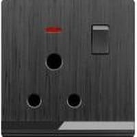 Socket with Switch, Black, 15A