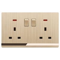 Picture of Double Socket with Switch, 13A, Champaign Golden