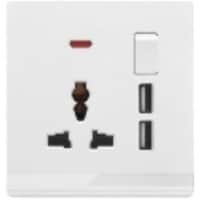 Picture of Single MF Socket with 2 USB, Ivory