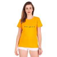 Picture of Trendy Rabbit Relax Printed Cotton Women T-Shirt, Mustard - Carton of 30