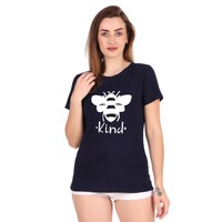 Picture of Trendy Rabbit Be Kind Printed Cotton Women T-Shirt, Navy Blue - Carton of 30