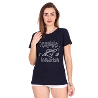 Picture of Trendy Rabbit Cosmic Vibrations Printed  T-Shirt, Navy Blue - Carton of 30