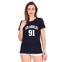 Picture of Trendy Rabbit Los Angeles 91 Printed Women T-Shirt, Navy Blue - Carton of 30