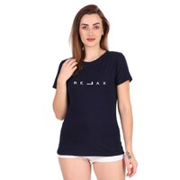 Picture of Trendy Rabbit Relax Printed Cotton Women T-Shirt, Navy Blue - Carton of 30