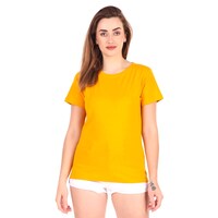 Picture of Trendy Rabbit Solid Cotton Women T-Shirt, Mustard - Carton of 30