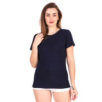 Picture of Trendy Rabbit Solid Cotton Women T-Shirt, Navy Blue - Carton of 30