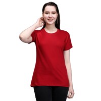 Picture of Trendy Rabbit Solid Cotton Women T-Shirt, Red - Carton of 30