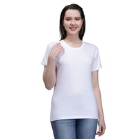 Picture of Trendy Rabbit Solid Cotton Women T-Shirt, White - Carton of 30