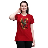 Picture of Trendy Rabbit Cheel Printed Cotton Women T-Shirt, Red - Carton of 30