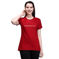 Picture of Trendy Rabbit Perspective Printed Cotton Women T-Shirt, Red - Carton of 30