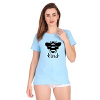 Picture of Trendy Rabbit Be Kind Printed Cotton Women T-Shirt, Sky Blue - Carton of 30