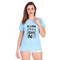 Picture of Trendy Rabbit Born to Shine Printed Women T-Shirt, Sky Blue - Carton of 30