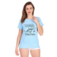 Picture of Trendy Rabbit Cosmic Vibrations Printed  T-Shirt, Sky Blue - Carton of 30