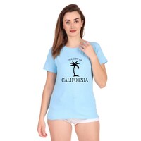 Picture of Trendy Rabbit California Printed Women T-Shirt, Sky Blue - Carton of 30