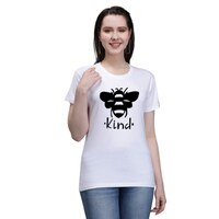 Picture of Trendy Rabbit Be Kind Printed Cotton Women T-Shirt, White - Carton of 30