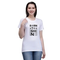 Picture of Trendy Rabbit Born to Shine Printed Women T-Shirt, White - Carton of 30