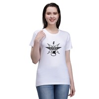 Picture of Trendy Rabbit Rock Printed Cotton Women T-Shirt, White - Carton of 30