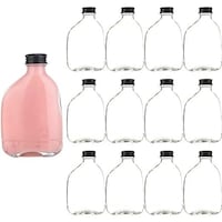 FUFU Empty Glass Juice Bottles with Black Lid, 100ml - Pack of 12