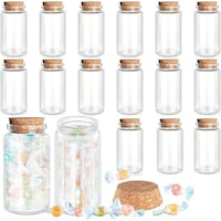 Picture of FUFU Cork Stoppers Glass Bottles, 80ml - Pack of 15