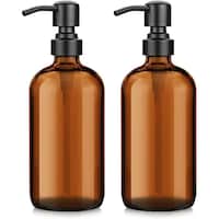 FUFU Glass Soap Dispenser, Brown, 450g - Pack of 2