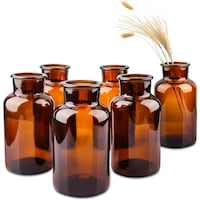 Picture of FUFU Small Glass Amber Bud Vases, 250ml - Set of 6